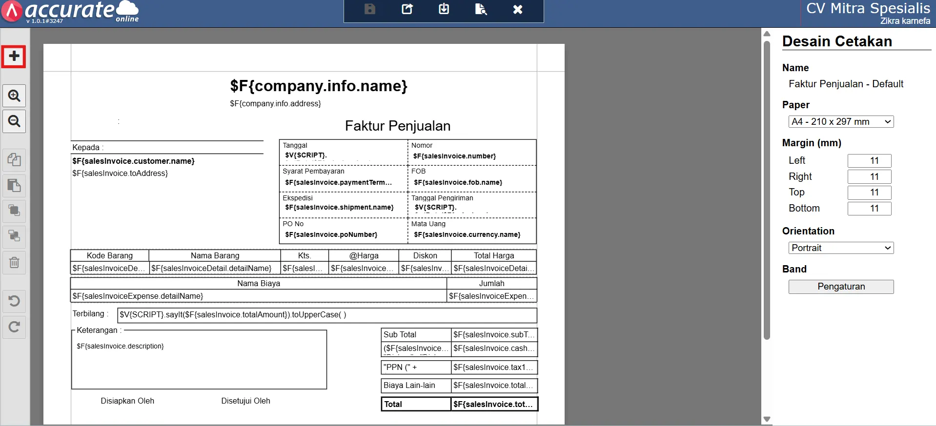 Cara menampilkan terbilang huruf kapital di faktur penjualan